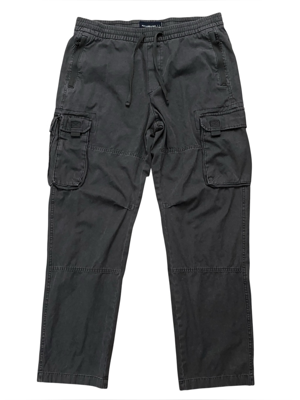 Abercrombie & Fitch Utility Cargo Pants Mens Size L Long Drawstring Stretch Gray
